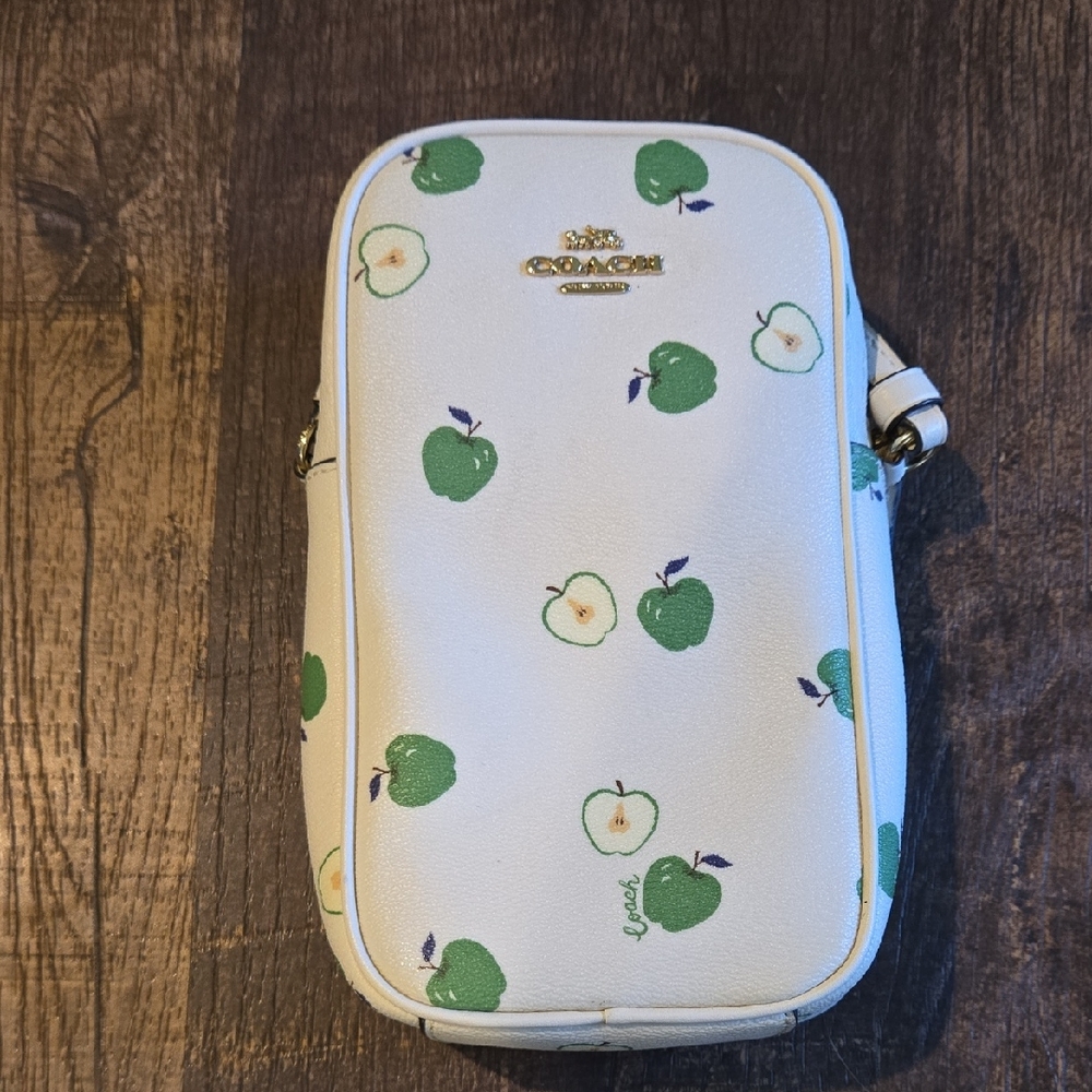 Coach North/South Crossbody Bag with Green Apple Print